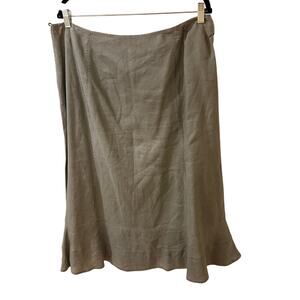 Pure Linen Women's Maxi Skirt Tulip Hem, Khaki Green, size 18L